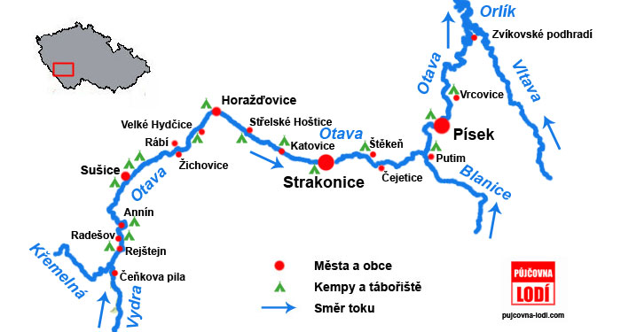 Vodácká mapa Otavy