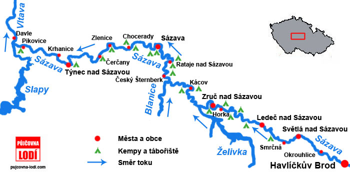 Mapa Sázavy